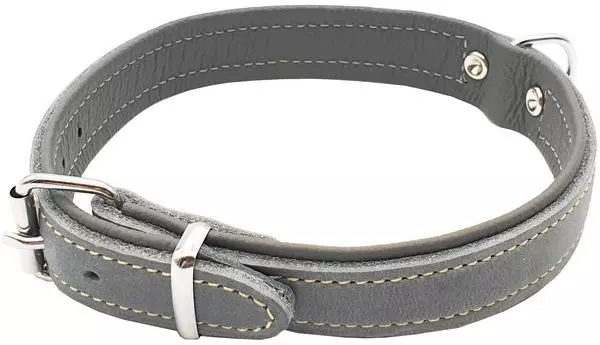 Weichleder Halsband grau