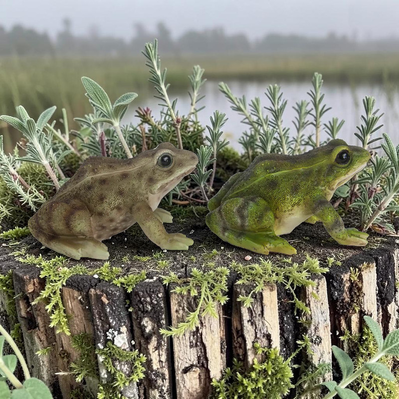 Assorted decorative frogs (green / brown)