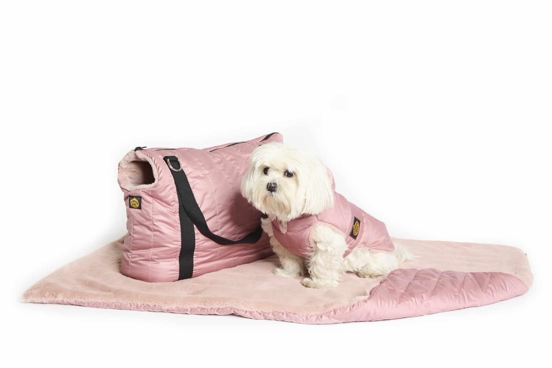 Carrier bag with faux fur lining pink