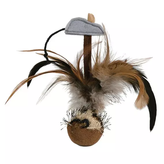Squieky Federball mit Maus, 15 cm