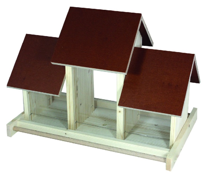 Royal bird house with 3 feeding silos 