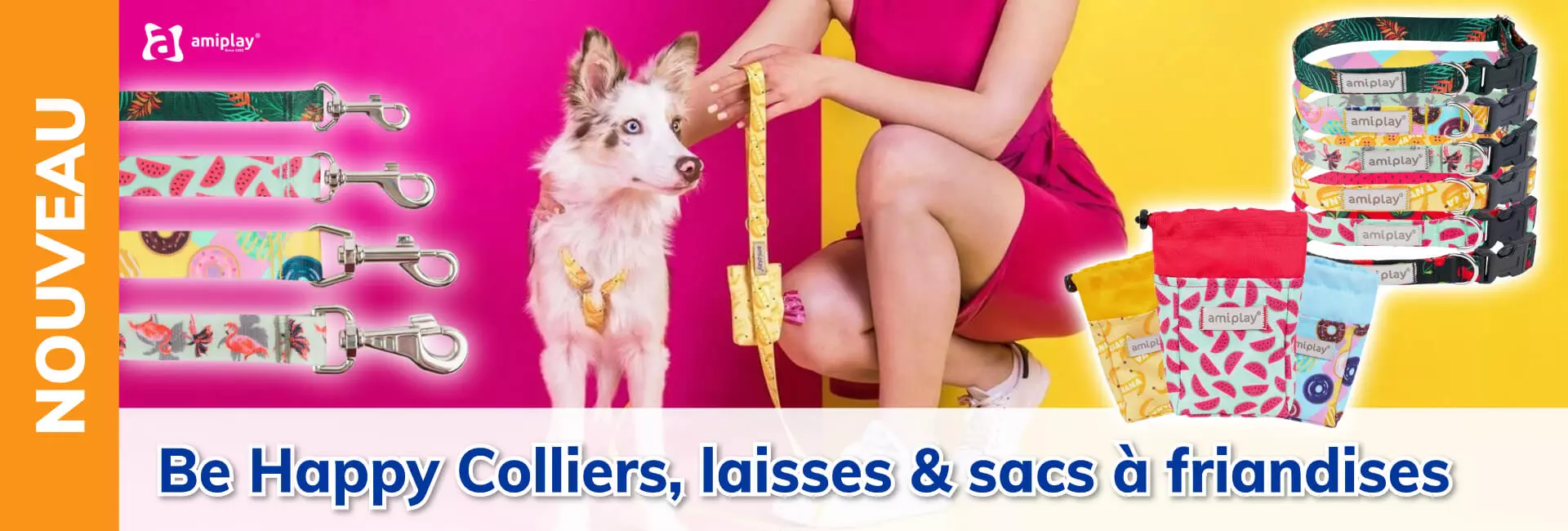 amiplay Be Happy Colliers, laisses & sacs à friandises