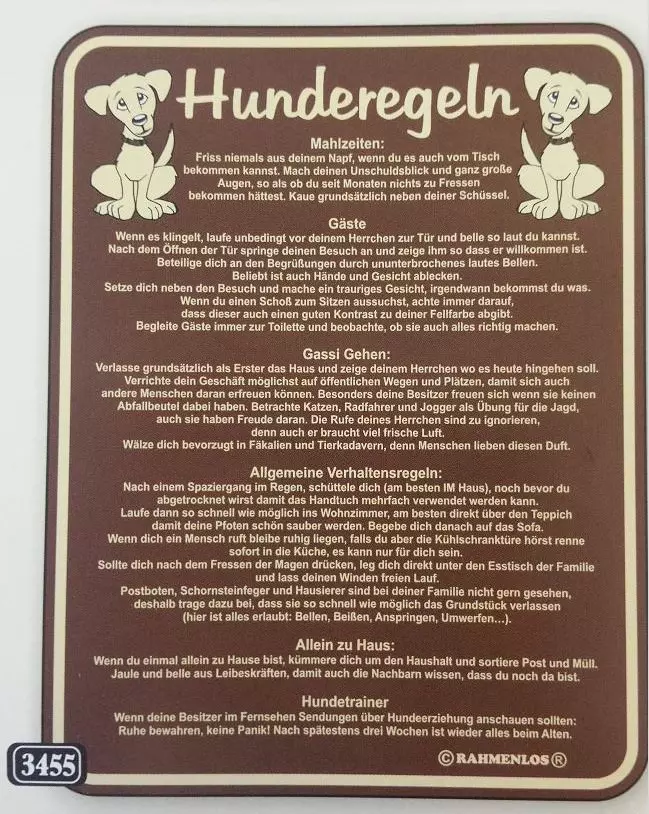 Blechschild: Hunderegeln