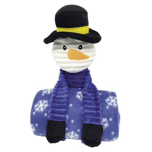 Plush blanket snowman with squeaker