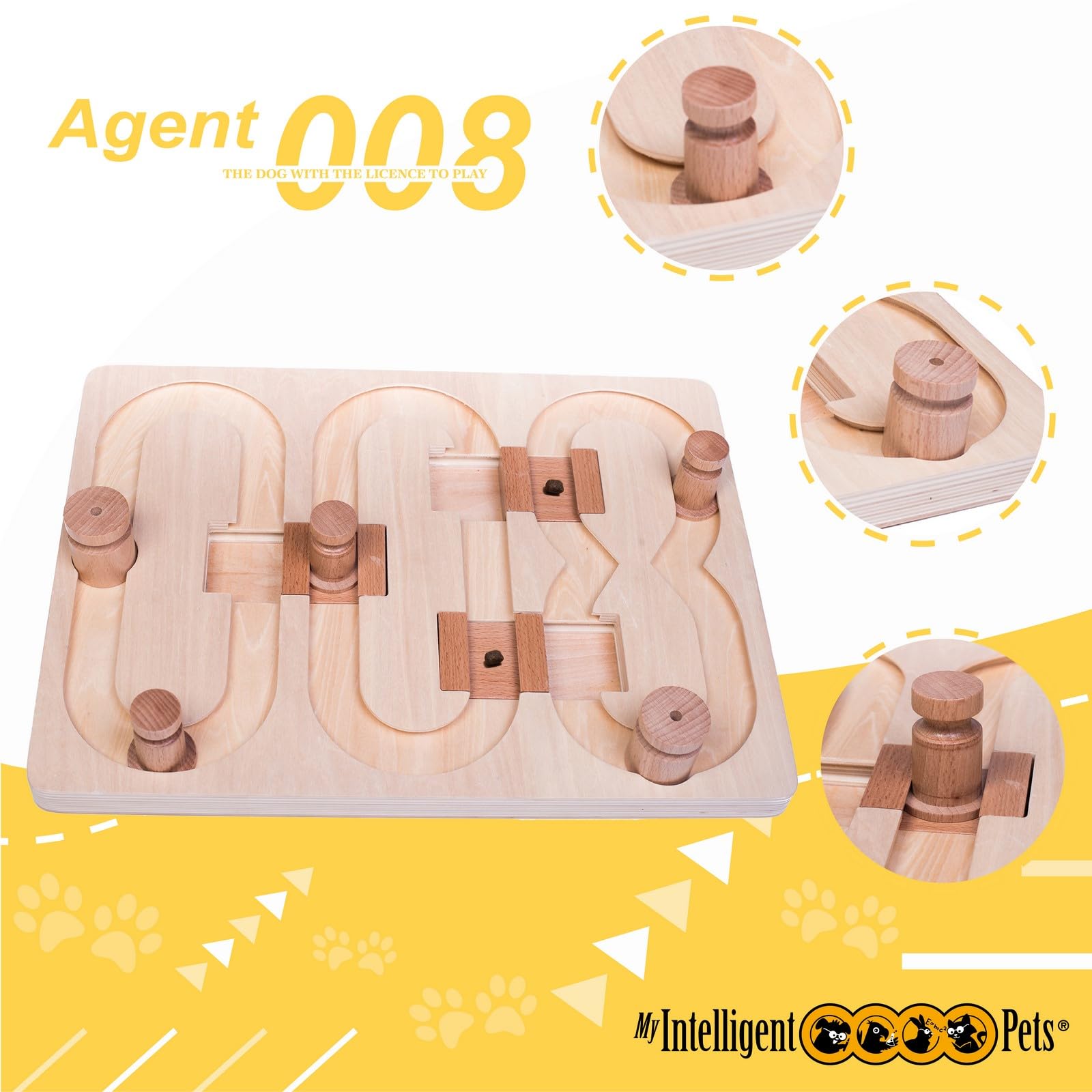 Agent 008 Intelligenzspiel für Hunde aus Holz