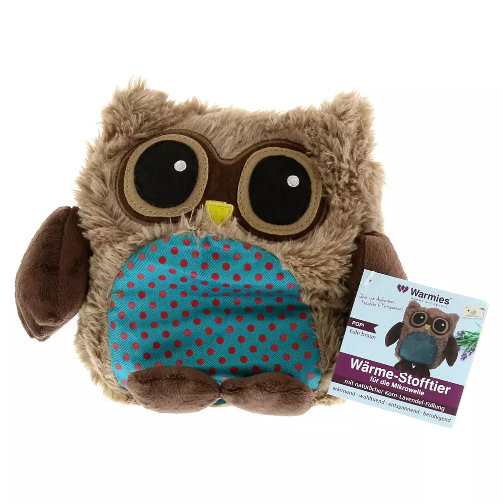 Stuffed animal owl with lavender filling for the microwave