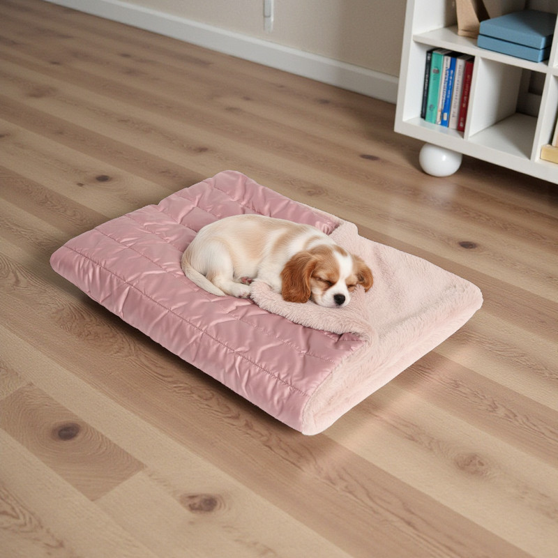 Quilt with faux fur pink
