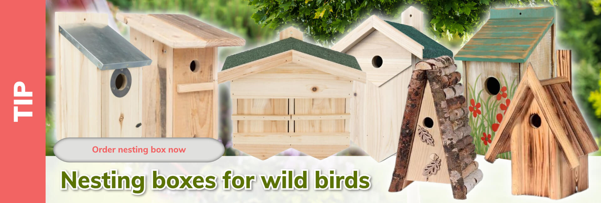 Nesting boxes for wild birds