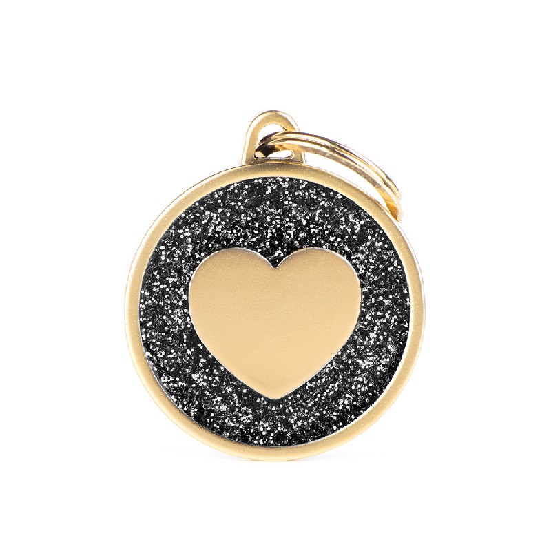MyFamily Adressanhänger Herz Satin-Gold-Glitzer-Schwarz MyFamily Adressanhänger Herz Satin-Gold-Glitzer-Schwarz