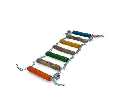 Wooden ladder with chain for parakeets or parrots