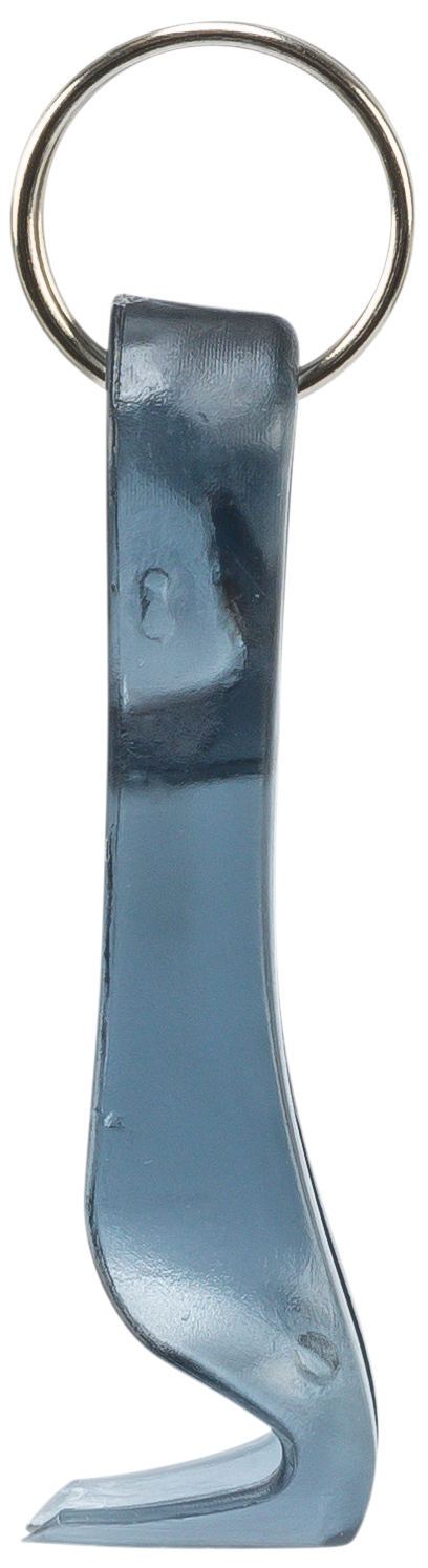 Estrattore di zecche blu con anello portachiavi in metallo, strumento per la rimozione delle zecche.