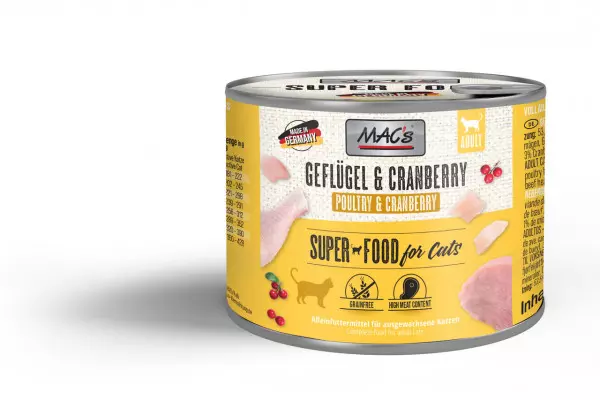 Mac's Cat Fleischmenü Geflügel & Cranberry