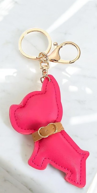 porte-clés bulldog rose
