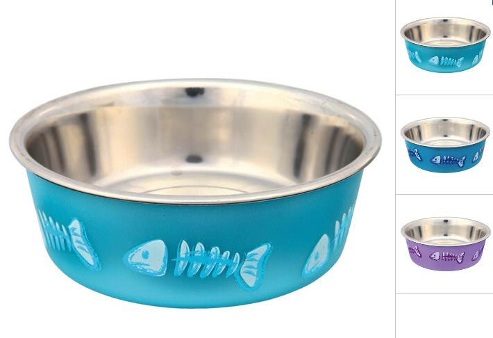 Cat - Stainless steel bowl with plastic holder