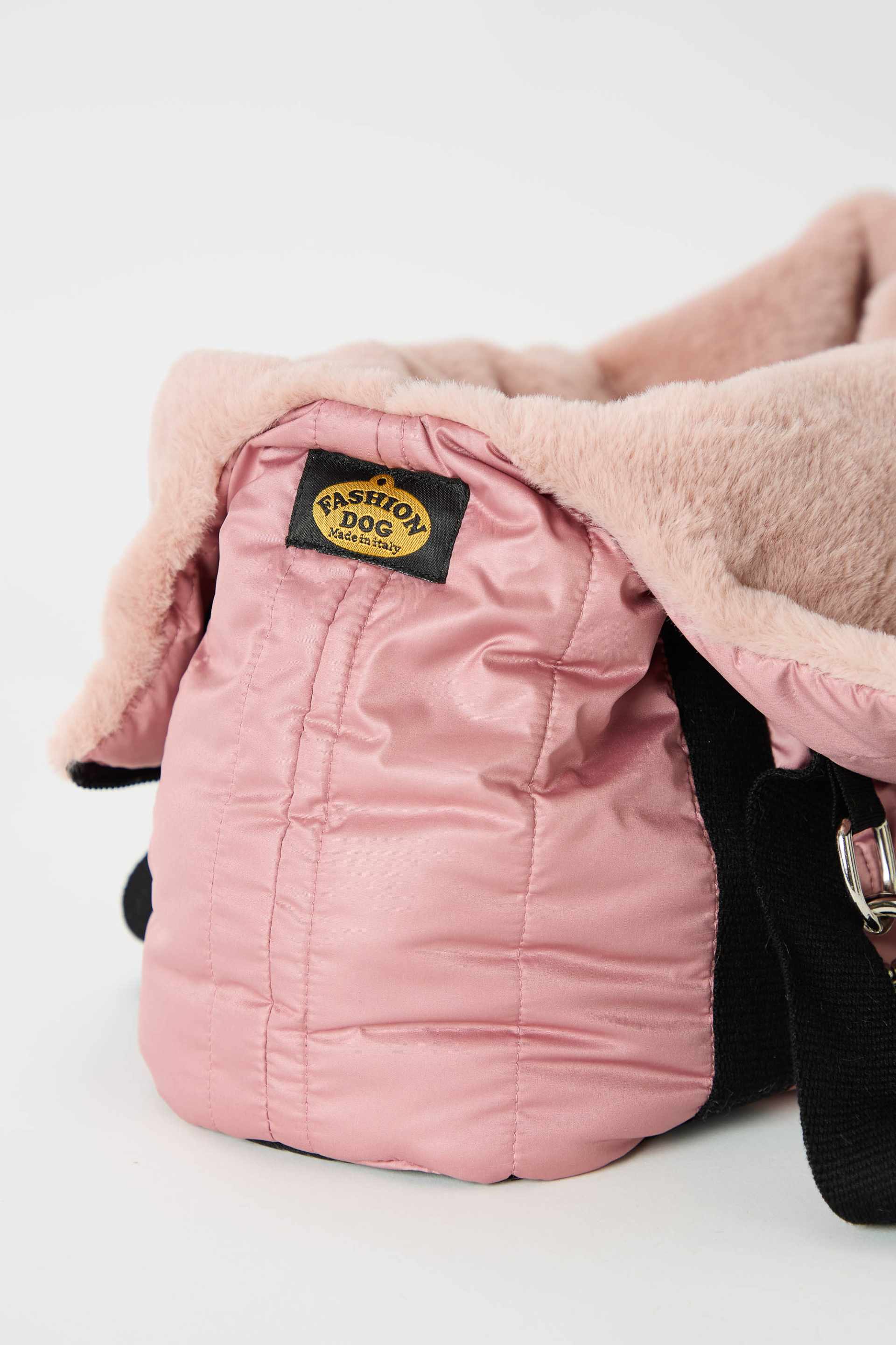 Carrier bag with faux fur lining pink