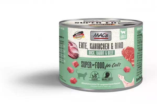 Mac's Cat Fleischmenü Ente, Kaninchen und Rind