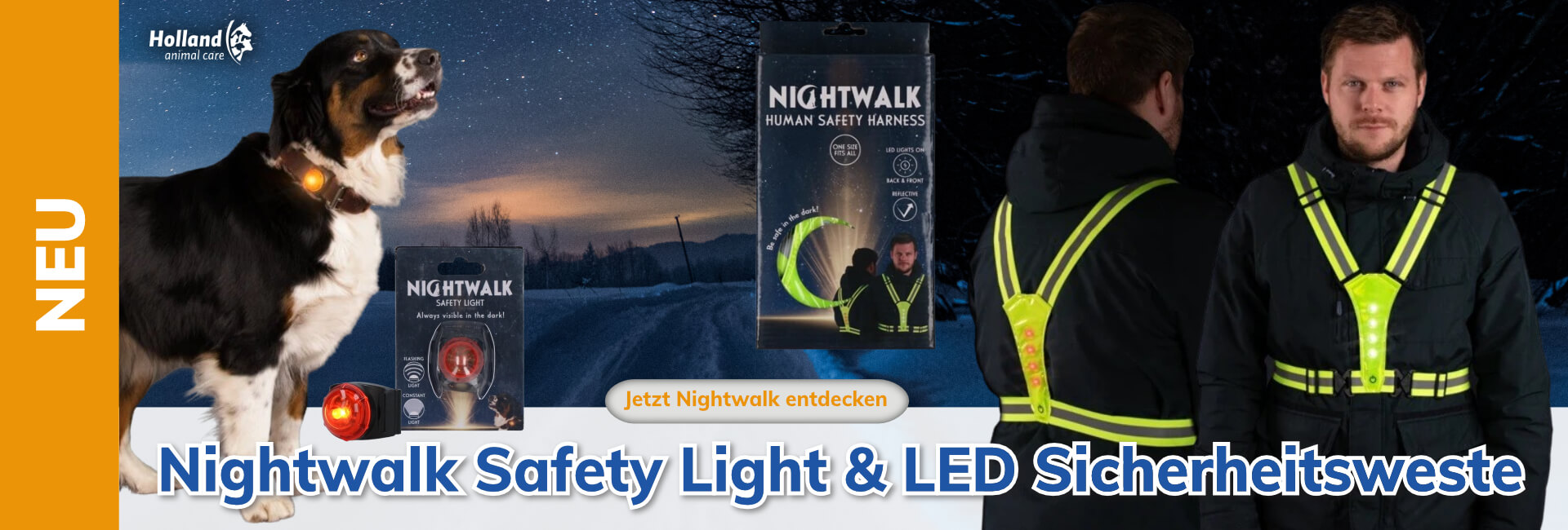 Holland Animal Care Nightwalk Safety Light & LED Sicherheitsweste