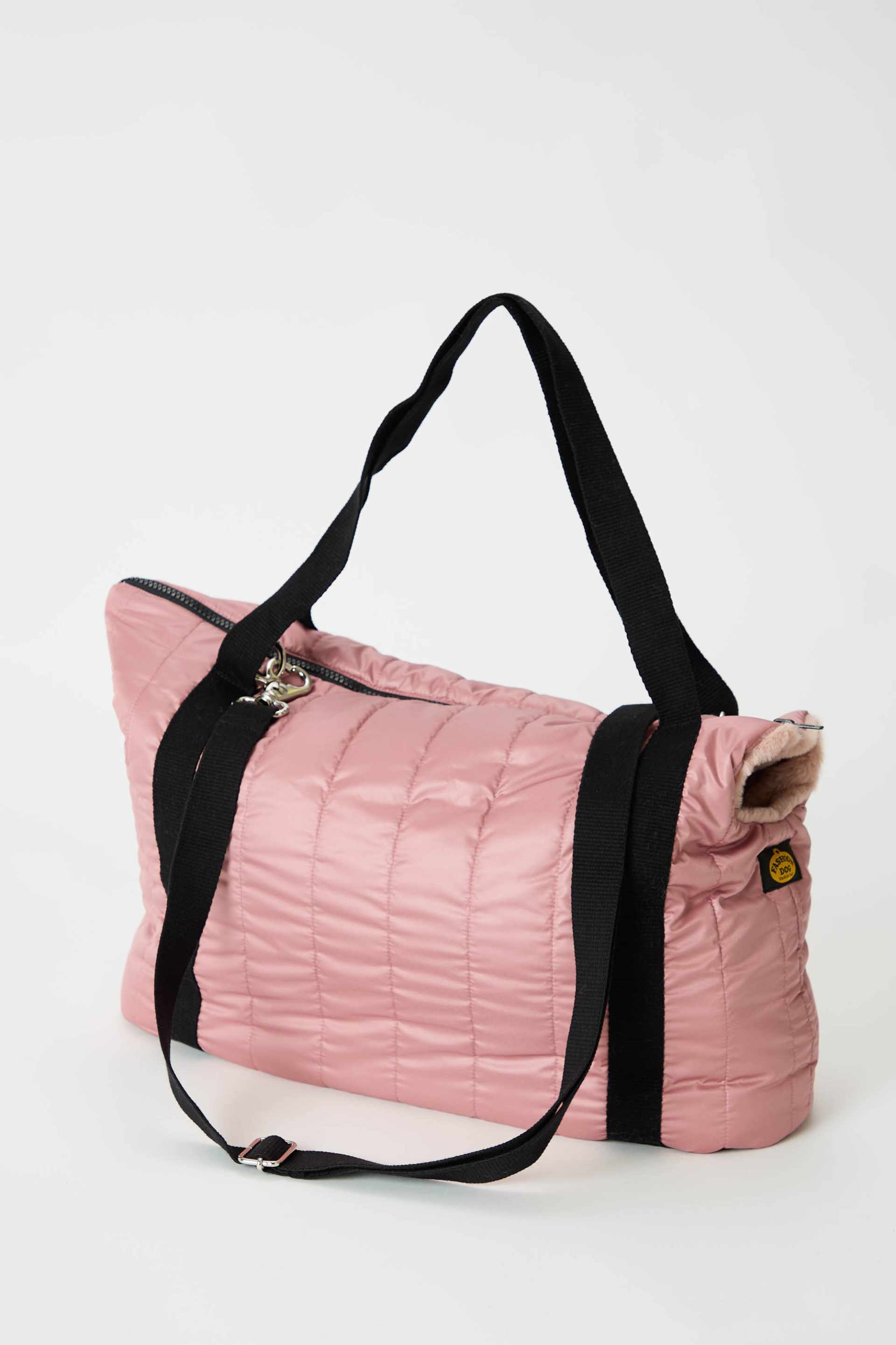 Carrier bag with faux fur lining pink