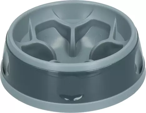 Ciotola per il cibo Eat Slow Amaze Flower, grigia e rotonda, con un motivo a stella in rilievo all'interno.