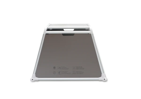 Alu4pets ECO 3 dog crate, single crate. View from behind, silver-coloured aluminium frame, grey rear panel.