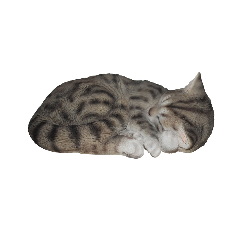 Deko-Figur schlafendes Kätzchen grau getiegert 