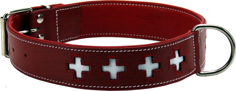 Collar leather with Swiss cross