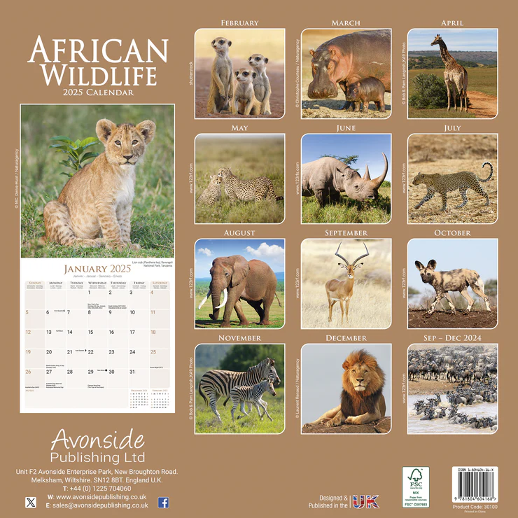 Kalender 2025 African Wildlife - Afrikanische Tiere