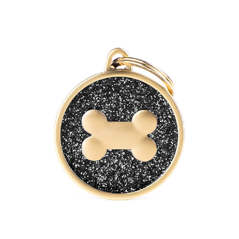 MyFamily Adressanhänger Knochen Satin gold-glitzer-schwarz MyFamily Adressanhänger Knochen Satin gold-glitzer-schwarz