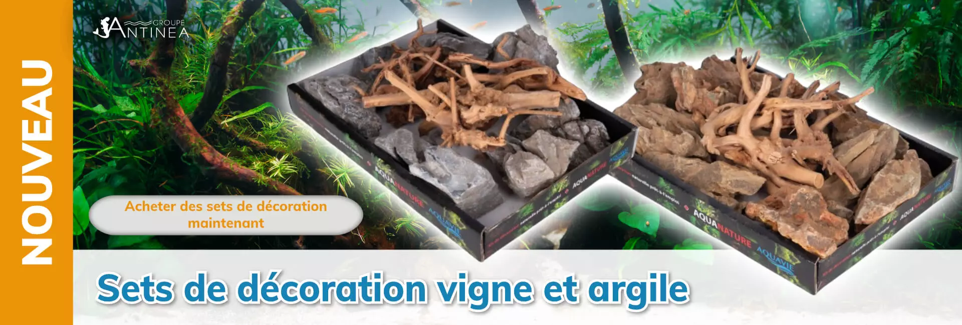 Groupe Antinea Sets de décoration vigne et argile en orange ou gris