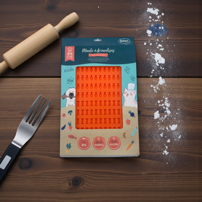 Tapis de cuisson BubiChef pour snacks en forme d'os ou de poisson