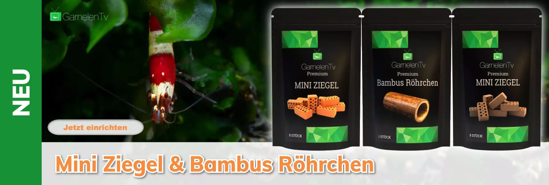 Garnelen TV Mini Ziegel & Bambus Röhrchen