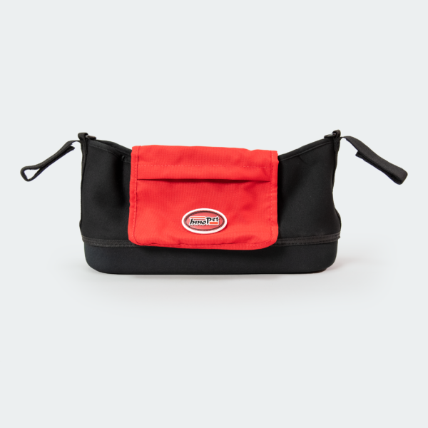 InnoPet Borsa portamerenda Buggy Comfort EFA: borsa nera e rossa con logo e passanti.