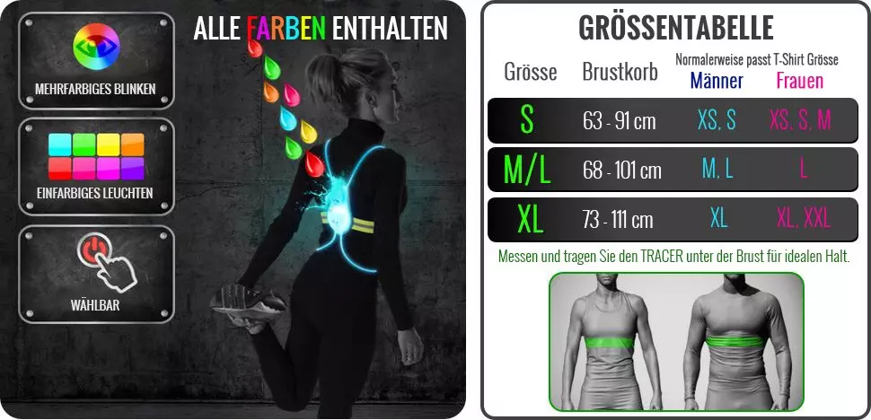 tracer360-leuchtgurt-groessen Tracer 360 - Leuchtweste