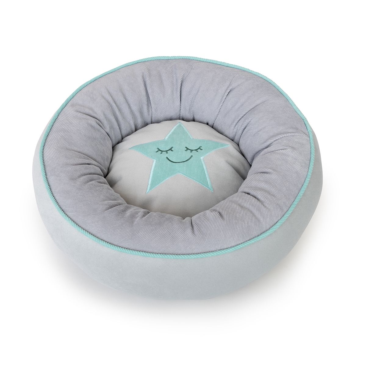 Star round dog bed gray