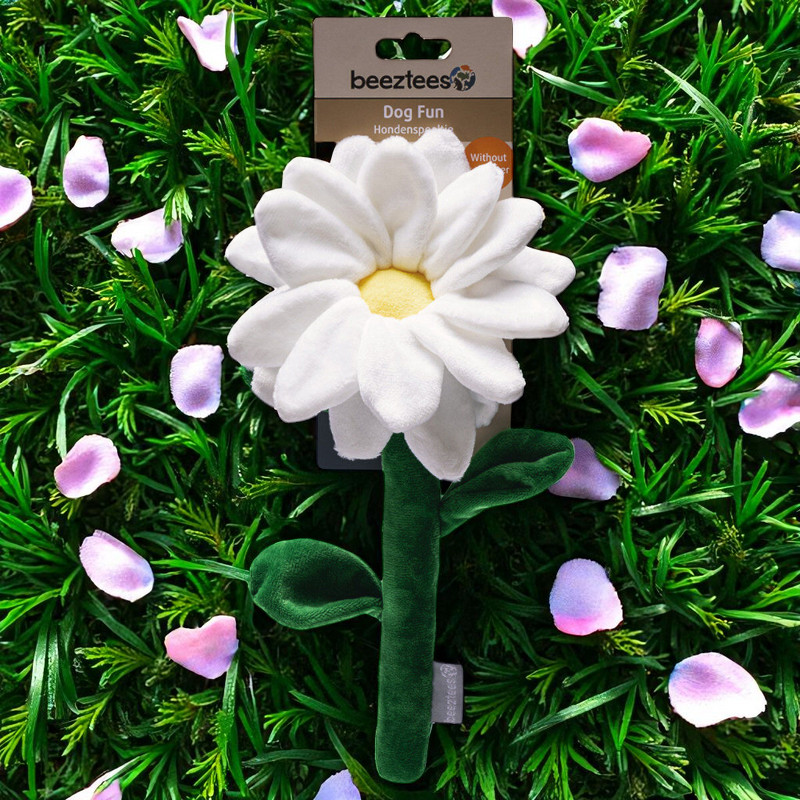  Hundespielzeug Plüsch-Blume Margrite weiss