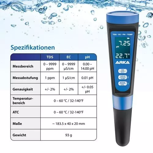 ARKA pH/TDS/EC Messgerät ARKA pH/TDS/EC Messgerät