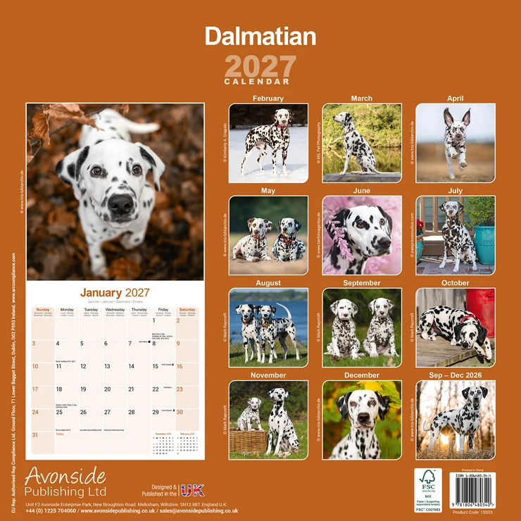 Calendrier 2026 Dalmatien