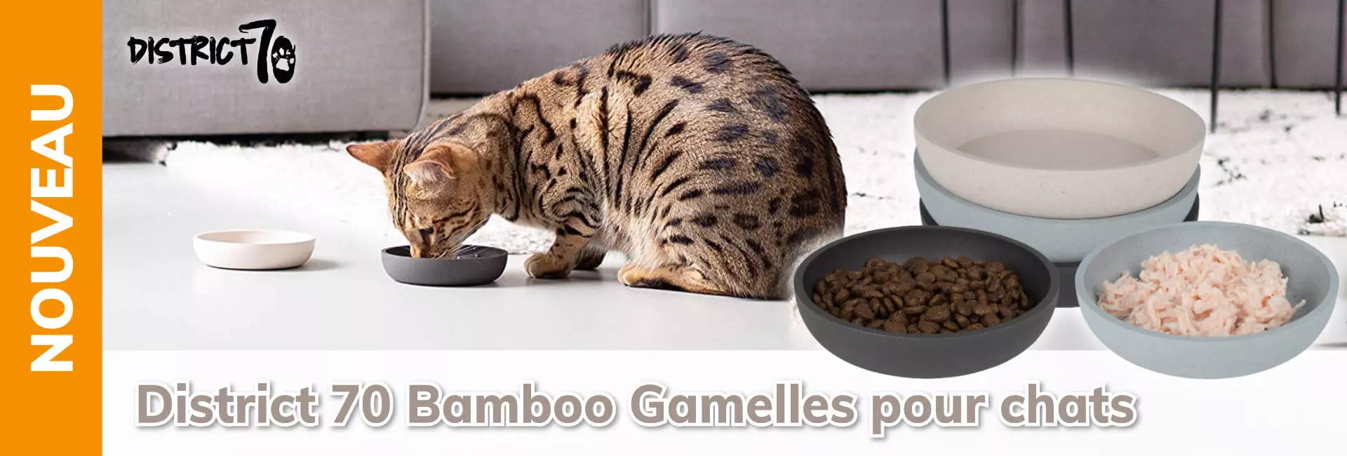 District 70 Bamboo gamelles pour chats