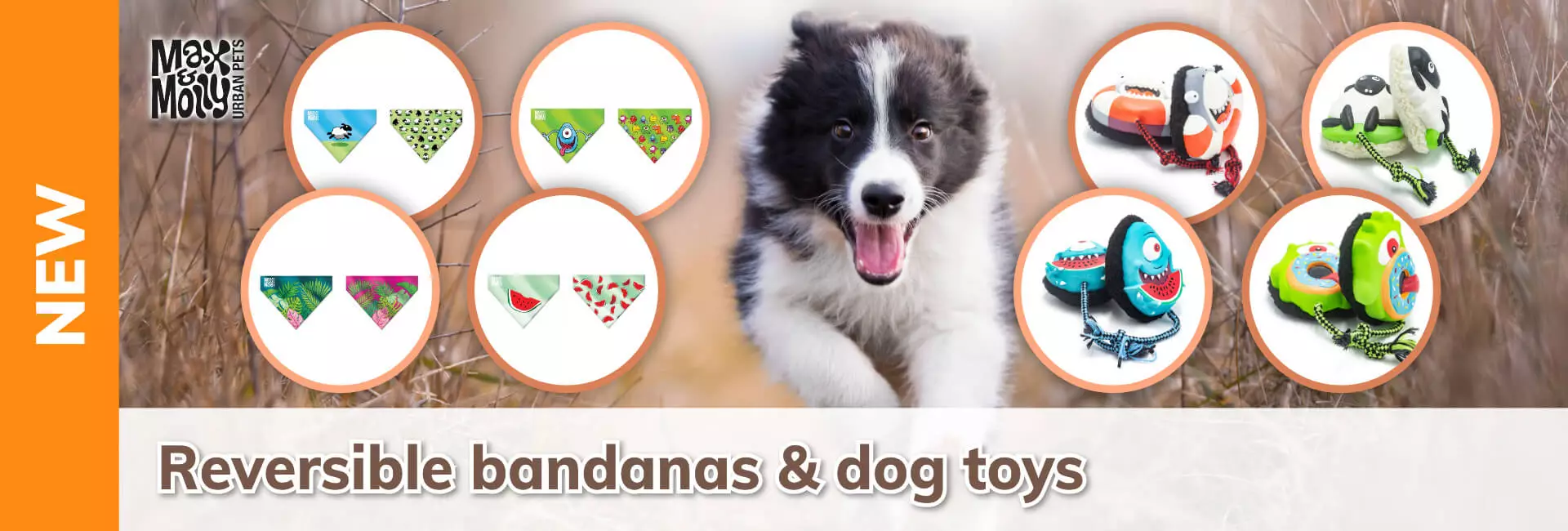 Max & Molly Reversible bandanas & dog toys