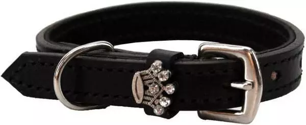 Lederhalsband mit Wildlederfutter & Deko-Krone