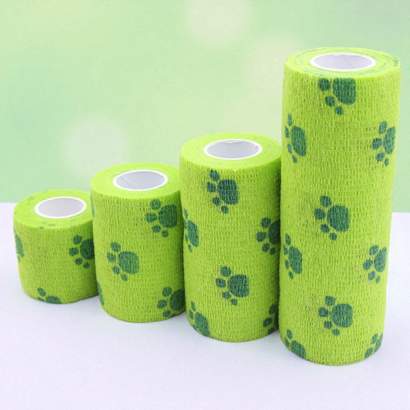 Protective bandage with paw pattern green