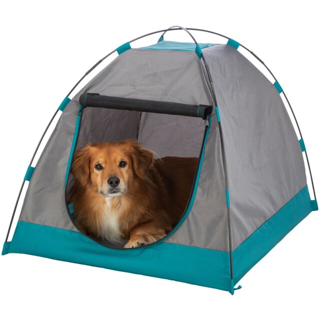 Zelt für Hunde dunkelgrau/petrol 
