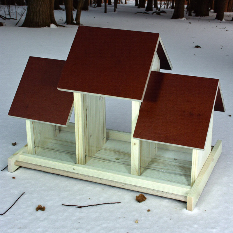 Royal bird house with 3 feeding silos 