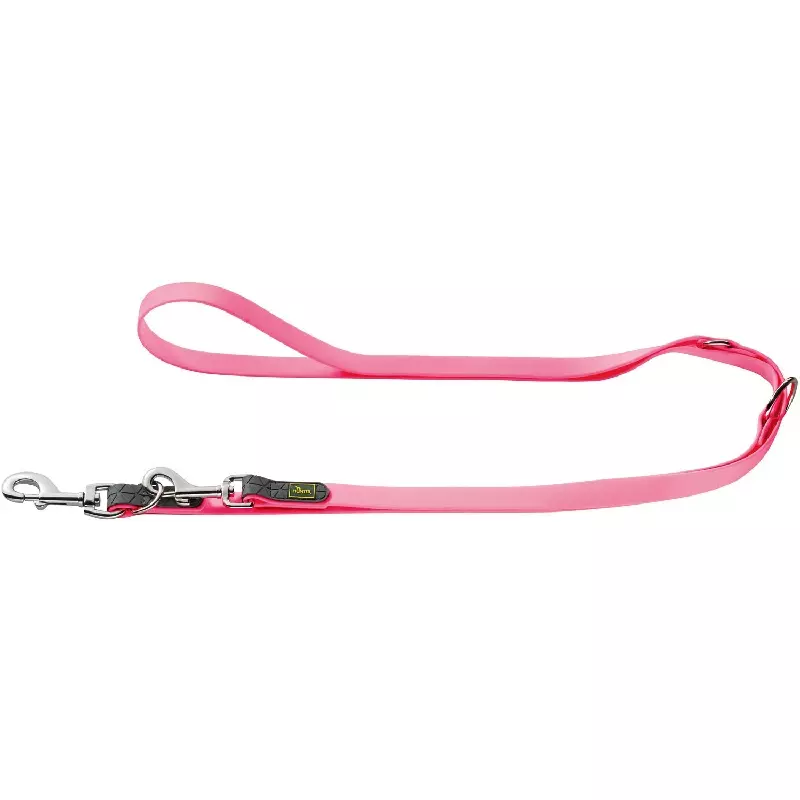 Guinzaglio per cani rosa, regolabile, con moschettone e laccetto da polso.