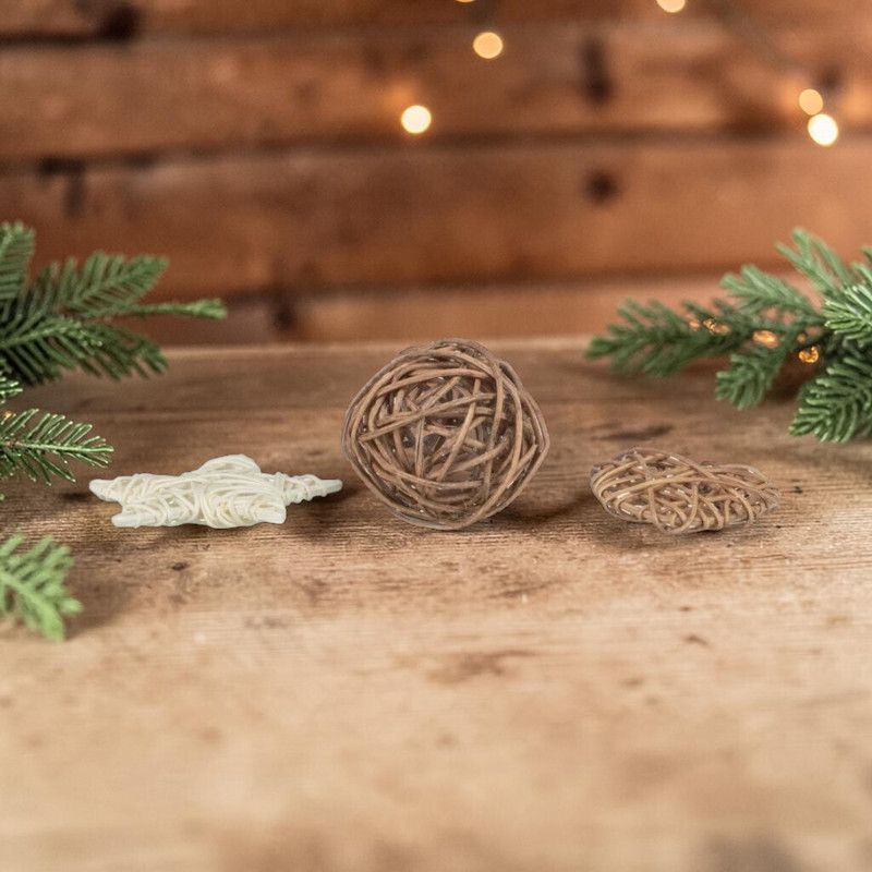 Xmas Rattan-Set - 3 Stück
