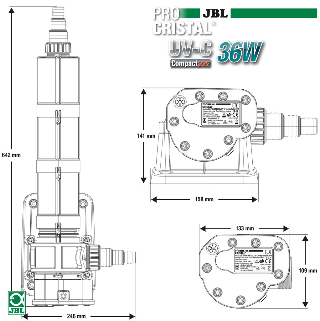 JBL PROCRISTAL UV-C Clarificateur d'eau Compact Plus 