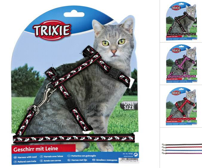 Trixie Katzengeschirr und Leine mit Motiv