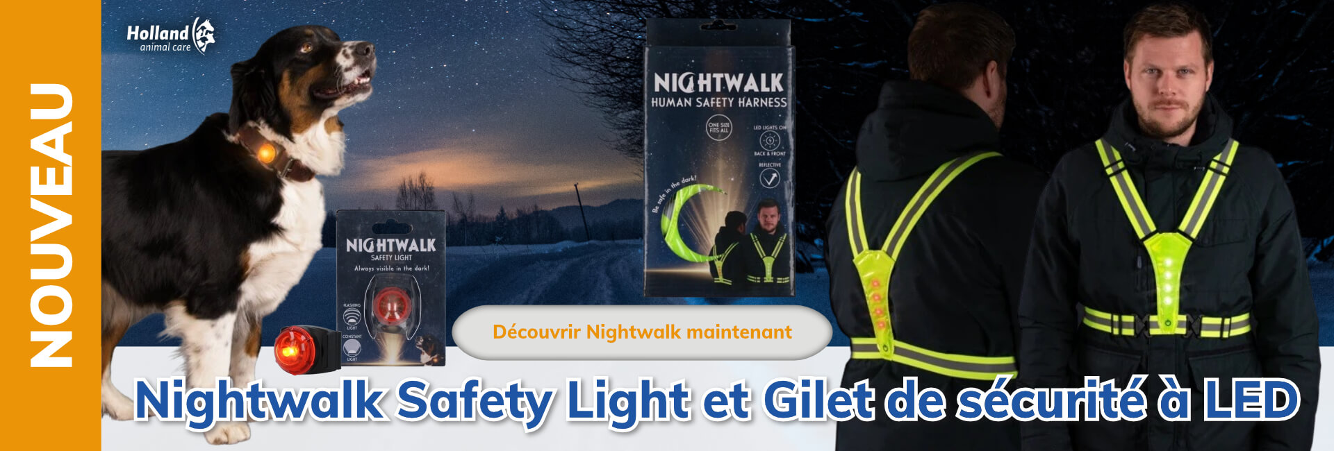 Holland Animal Care Nightwalk Safety Light et Gilet de sécurité à LED