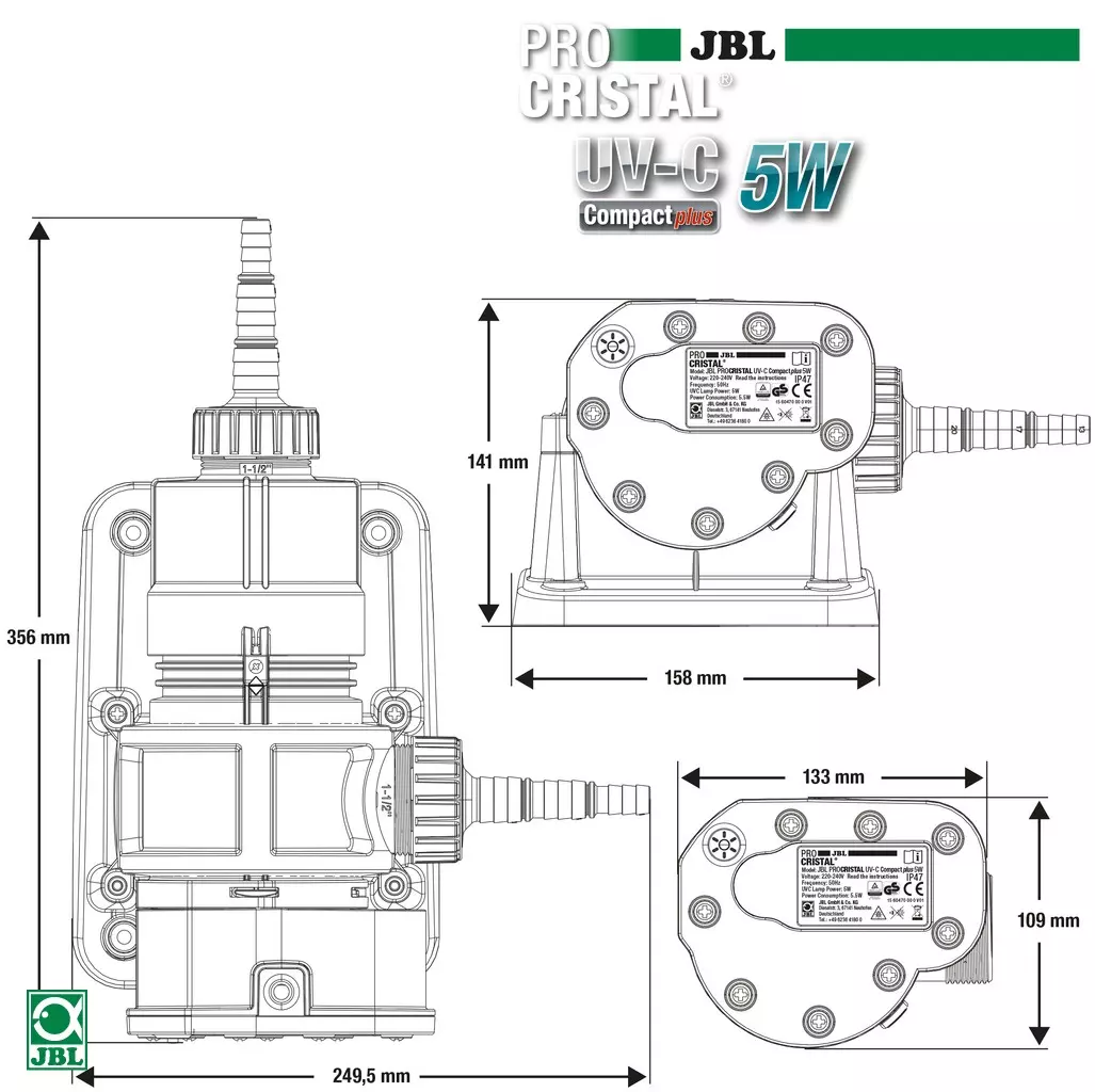 JBL PROCRISTAL UV-C Clarificateur d'eau Compact Plus JBL PROCRISTAL UV-C Clarificateur d'eau Compact Plus