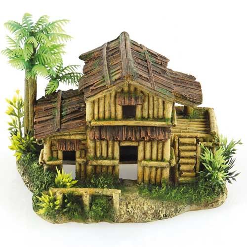 AKTION Dekor Holz Haus mit Palme
